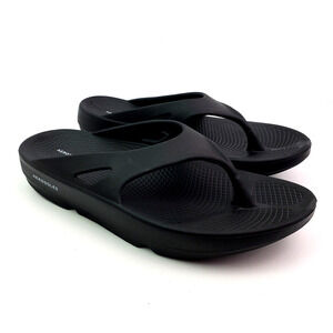 Aerosoles Mens Sz 8 Womens Sz 10 Black Slip On Recovery Thong Flip Flop Sandals